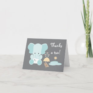Blue Elephant Diaper Baby Shower Tack Kort