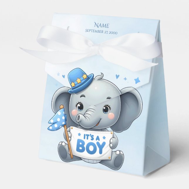 Blue Elephant Favor Box Presentaskar (Framsidan Sidan)