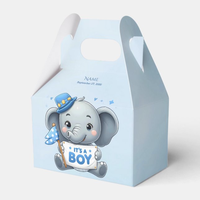 Blue Elephant Favor Box Presentaskar (Framsidan Sidan)