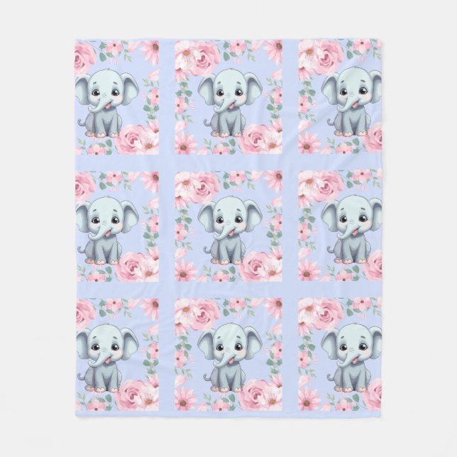 Blue Elephant Fleece Blanket (Framsidan)