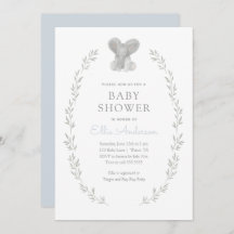 Blue Elephant Greenery Boy Shower