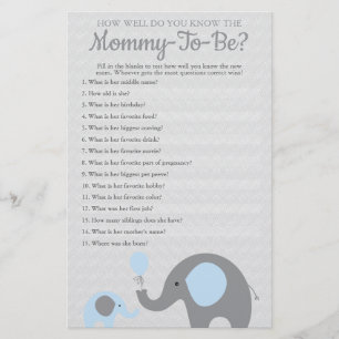 Blue Elephant Hur bra vet du att Mamman är Flygblad