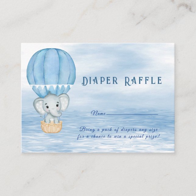 Blue Elephant Luftballong Baby Shower Tilläggskort (Framsida)