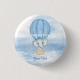 Blue Elephant Luftballong Button Knapp