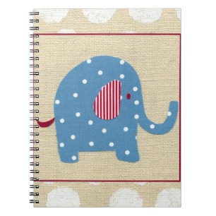 Blue Elephant med White Polka dots Anteckningsbok Med Spiral