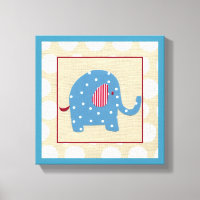 Blue Elephant med White Polka dots