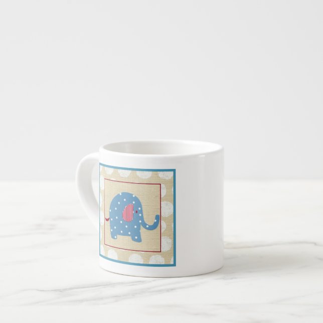 Blue Elephant med White Polka dots Espressomugg (Framsida vänster)