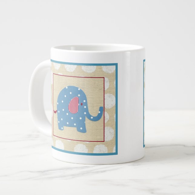 Blue Elephant med White Polka dots Jumbo Mugg (Framsida vänster)