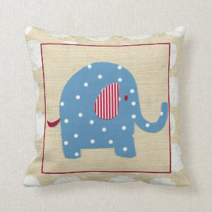 Blue Elephant med White Polka dots Kudde