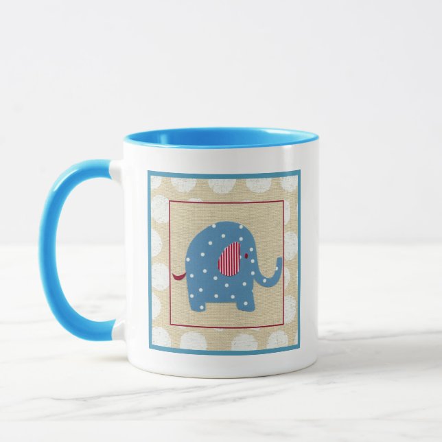 Blue Elephant med White Polka dots Mugg (Vänster)