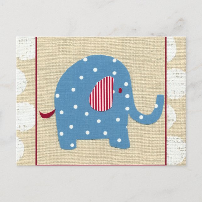 Blue Elephant med White Polka dots Vykort (Framsida)