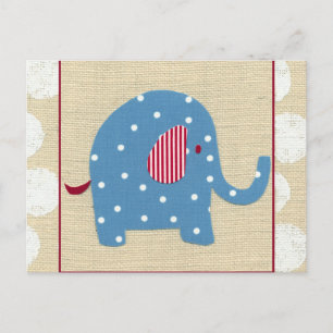 Blue Elephant med White Polka dots Vykort