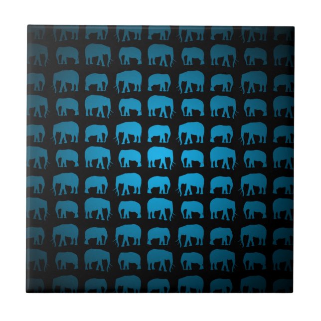 Blue Elephant Mönster Kakelplatta (Framsidan)