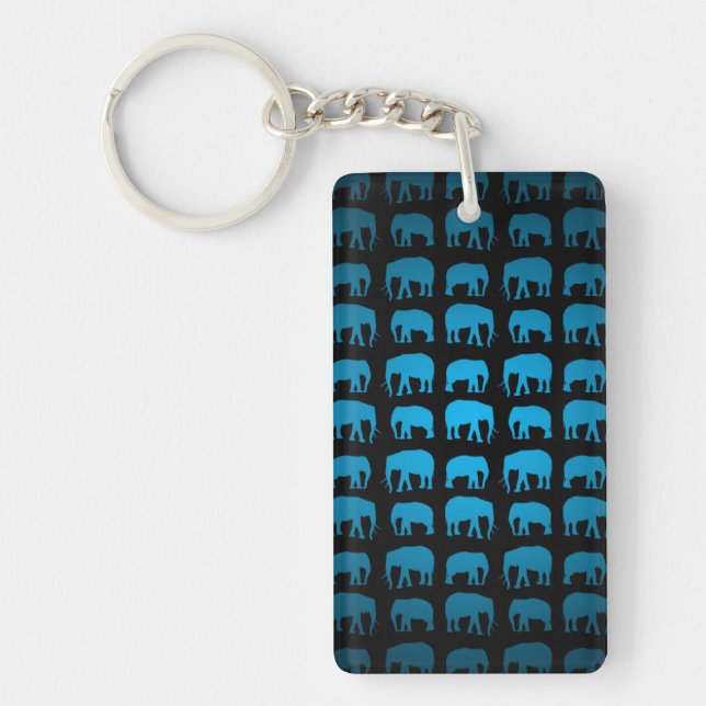 Blue Elephant Mönster Nyckelring (Framsidan)