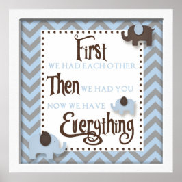 Blue Elephant Nursery Ord Wall Art Poster