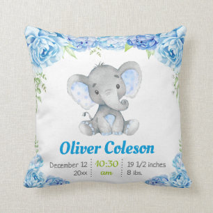 Blue Elephant Pojke Dekorativ kudde Nursery Decor