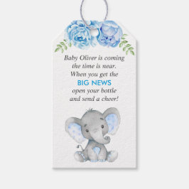 Blue Elephant Pojke Shower Mini Flaska Favor Presentetikett