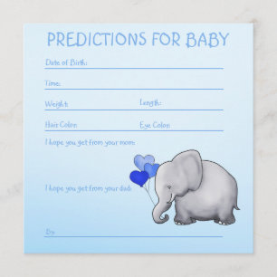 Blue Elephant Pojke Shower Predictions för Baby Inbjudningar