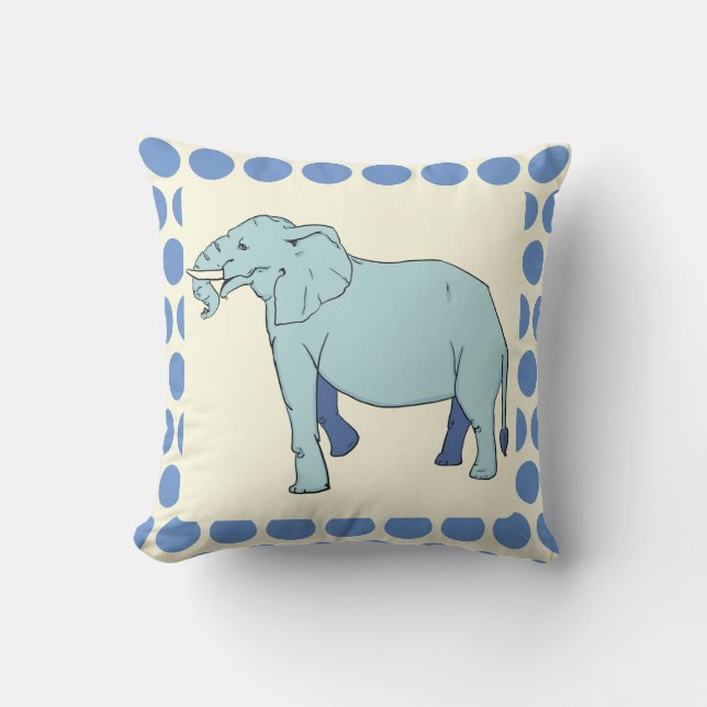 Blue Elephant Polka Dot Dekorativ kudde (Framsida)