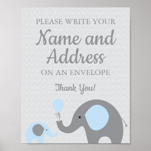 Blue Elephant Skriva Ditt namn Adress på kuvertet Poster