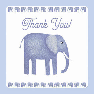 Blue Elephant Tack Fyrkantigt Klistermärke