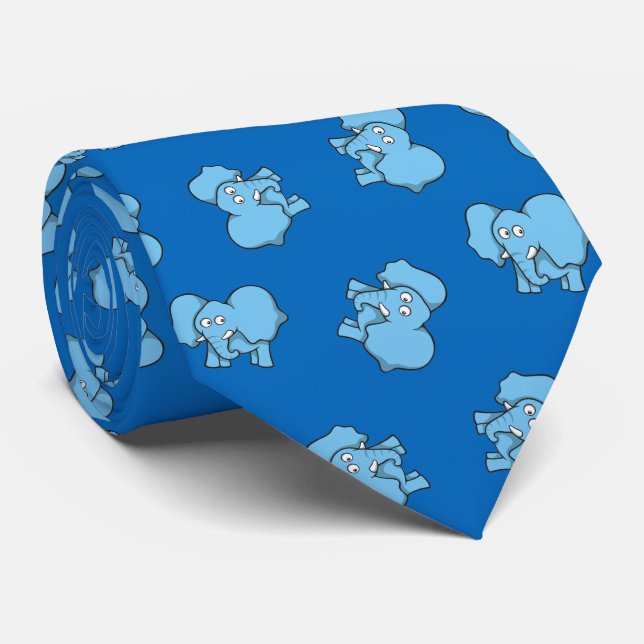 Blue Elephant Tecknad Mönster Tie Slips (Rullad)