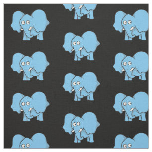 Blue Elephant Tecknad Mönster Tyg