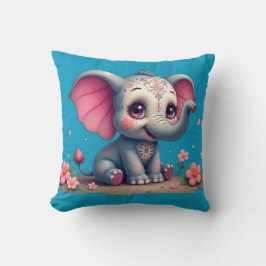 Blue Elephant Throw Pillow Kudde