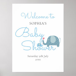 Blue Elephants Pojke Shower / Sprinkle Welcome Poster