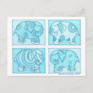 Blue Elephants Vykort