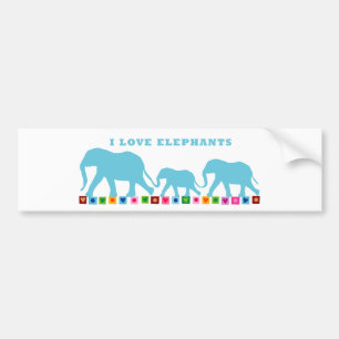 Blue Elephants Walking Bildekal