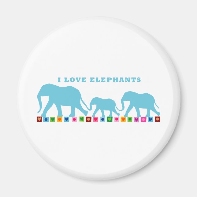 Blue Elephants Walking Magnet (Framsidan)