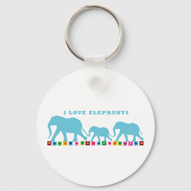 Blue Elephants Walking Nyckelring (Framsida)