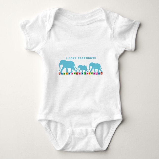 Blue Elephants Walking T Shirt (Framsida)