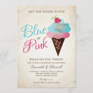 BLUE ELLER ROSA FÖR BLUE-inbjudan för Gender av is Inbjudningar