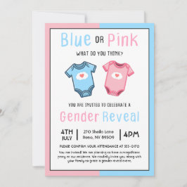Blue eller Rosa What Do You Tänka Gender Reveal Inbjudningar