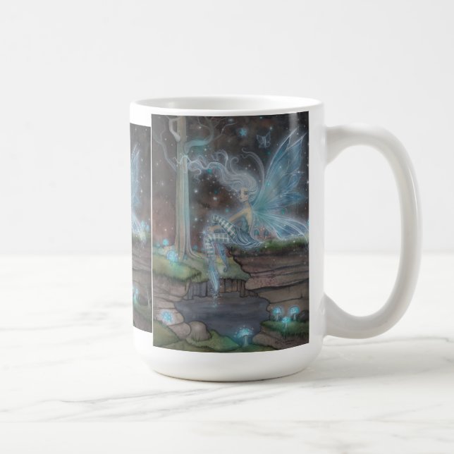 Blue Ember Fairy Fantasy Art Mugg av Molly Harriso (Höger)