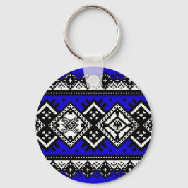 Blue Embroidery Nyckelring