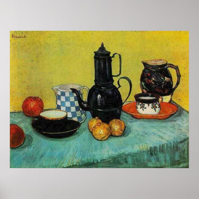 Blue Enamel Coffee Pot av Vincent van Gogh Poster (Framsidan)