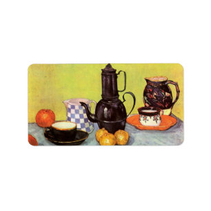 Blue Enamel Coffepot av Vincent van Gogh Adressetikett