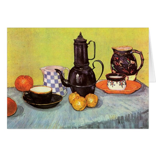 Blue Enamel Coffepot av Vincent van Gogh Hälsningskort (Framsidan Horizontal)
