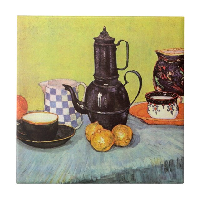 Blue Enamel Coffepot av Vincent van Gogh Kakelplatta (Framsidan)