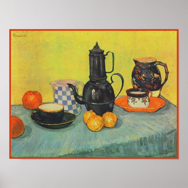 Blue Enamel Coffepot Earthenware Van Gogh Bra Poster (Framsidan)