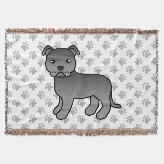 Blue Engelska Stafford Bull Terrier Hund Filt (Framsidan)
