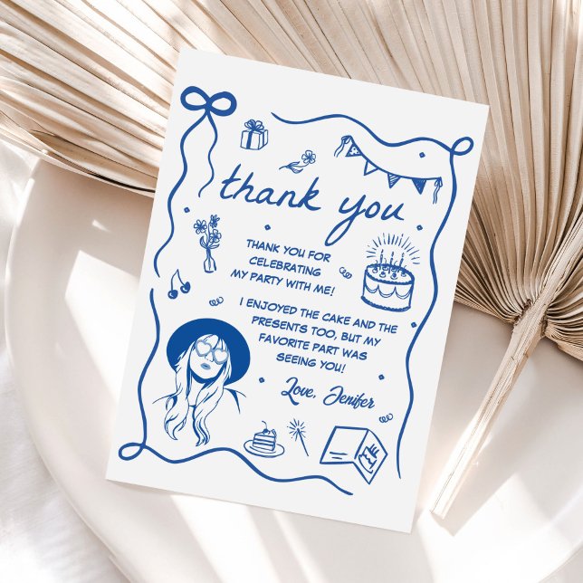 Blue Eras Födelsedagsfest Tack Kort (Skapare uppladdad)