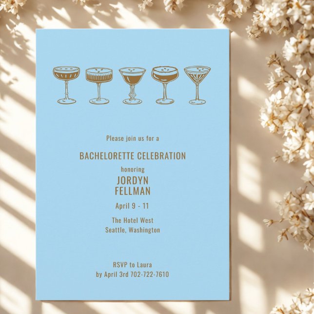 Blue Espresso Martini Bachelorette w/QR Code  Inbjudningar (Skapare uppladdad)