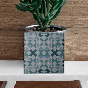Blue Ethnic Patchwork Mosaic Geometric Mönster Kakelplatta