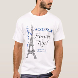 Blue Europe Paris Eiffel Torn Familj Resa T Shirt