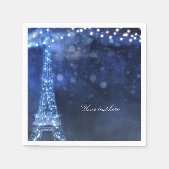 Blue Evening Enchanted Night i Paris Eiffel Torn Pappersservett (Framsidan)