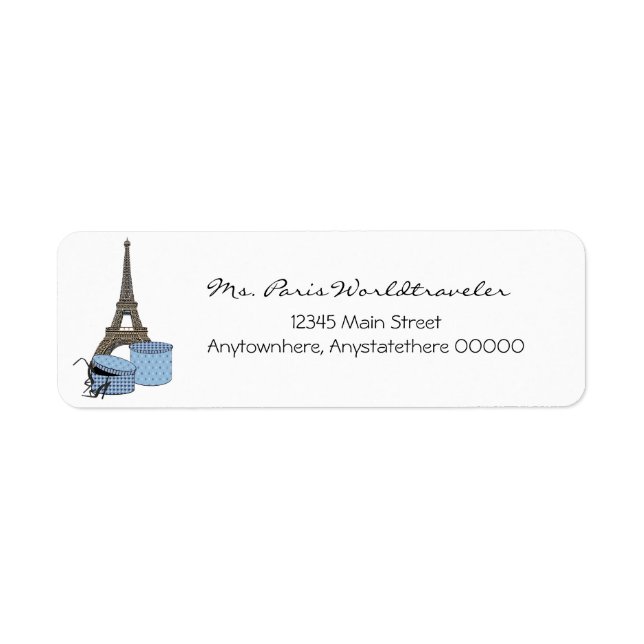 Blue Evening i Paris Eiffel Torn Adressetiketter Returadress Etikett (Framsidan)